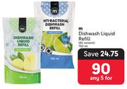 M Dishwash Liquid Refill (All Variants)-For 5 x 750ml