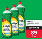 Sunlight Dishwashing Liquid-For 3 x 750ml