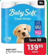Baby Soft 2 Ply Toilet Tissue-18's Each