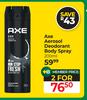 Axe Aerosol Deodorant Body Spray-For 2 x 200ml