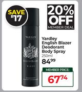 Yardley English Blazer Deodorant Body Spray-250ml 