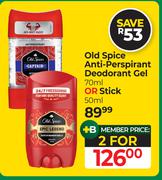 Old Spice Anti-Perspirant Deodorant Gel 70ml Or Stick 50ml-For 2