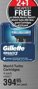Gillette Mach3 Turbo Cartridges (4-Pack) 46827-Per Pack