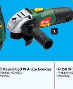 Ryobi 115mm 650W Angle Grinder  HG-650 256194-Each