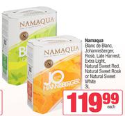 Namaqua Blanc De Blanc,Johannisberger,Rose,Late Harvest, Extra Light,Nat Sweet Red/Rose Or White-3L 