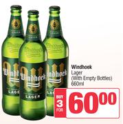 Windhoek Lager (With Empty Bottles)-For 3 x 660ml