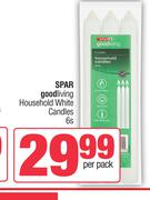 Spar Good Living Household White Candles-6s Per Pack