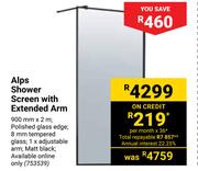 Alps Shower Screen With Extended Arm