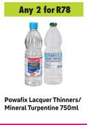 Powafix Lacquer Thinners/Mineral Turpentine-For 2 x 750ml
