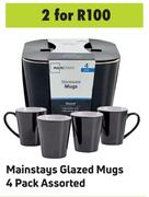 Mainstays Glazed Mugs 4 Pack Assorted-For 2