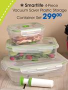 Smartlife 4 Piece Vacuum Saver Plastic Storage Container Set