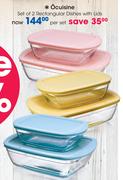 Ocuisine Set Of 2 Rectangular Dishes With Lids-Per Set
