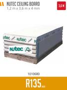 Nutec Ceiling Board 1.2x3.6m x4mm-Each