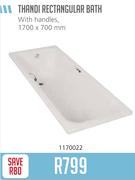 Thandi Rectangular Bath With Handles 1700x700mm