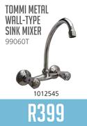 Tommi Metal Wall-Type Sink Mixer