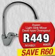 Aspen Light Sink Mixer Deck-Type Overspout N14801