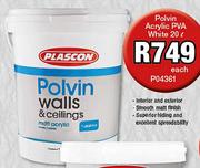 Plascon Polvin Acrylic PVA White P04361-20Ltr