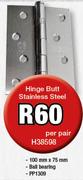 Hinge Butt Stainless Steel H38598-Per Pair