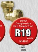 Elbow Compression CxC 15mm Titan N14953