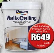Duram Wall & Ceiling Premium Acrylic White P12606-20Ltr