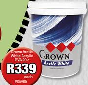 Crown Arctic White Acrylic PVA P05085-20Ltr