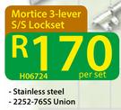 Mortice 3 Lever S/S Lockset-Per Set