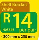 Shelf Bracket White-200mm x 250mm Per Pair