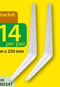 Shelf Bracket White-200mm x 250mm Per Pair