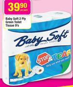 Baby Soft 2 Ply Green Toilet Tissue-9's Per Pack