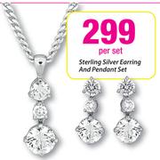 Sterling Slver Earring And Pendant Set-Per Set