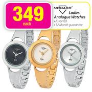 Monaco Ladies Analogue Watches Assorted-Each