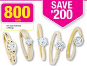 9ct Gold Solitaire CZ Rings