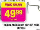 25mm Aluminium Curtain 1m Rod (Brass)