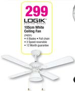 Logik 105cm White Ceiling Fan
