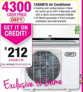 Defy 12000BTU Air Conditioner