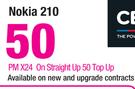Nokia 210-On Straight Up 50 Top Up