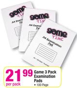 Game 3 Pack Examination Pads 100 Page-Per Pack