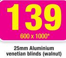 25mm Aluminium Venetian Blinds Walnut 600x1000mm