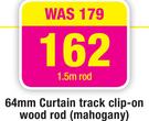 64mm Curtain Track Clip-On Wood Rod Mahogany 1.5m
