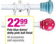 Pale Blue Dome/Dotty Pink Ball Finial-Each