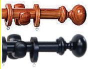 34mm Wooden Curtain Rods Ebony And Mid-Brown 2.5m