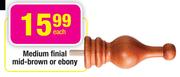 Medium Finial Mid-Brown Or Ebony-Each