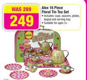 Alex 16 Piece Floral Tin Tea Set