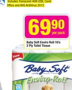 Baby Soft Enviro Roll 2 Ply Toilet Tissue-16's Per Pack