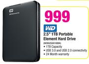 WD 2.5" 1TB Portable Element Hard Drive WDBUZG0010BBK