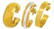 9ct Gold and Silver Hoop Earrings-Per Pair
