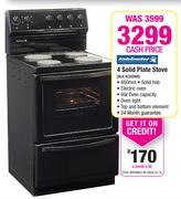  Kelvinator 4 Solid Plate Stove BLK KC60WB