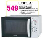 Logik 20L Silver Manual Microwave Oven P70H20L-SEA