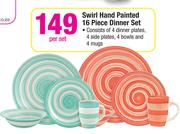Swirl Hand Painted 16 Piece Dinner Set-Per Set