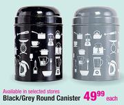 Black/Grey Round Canister-Each